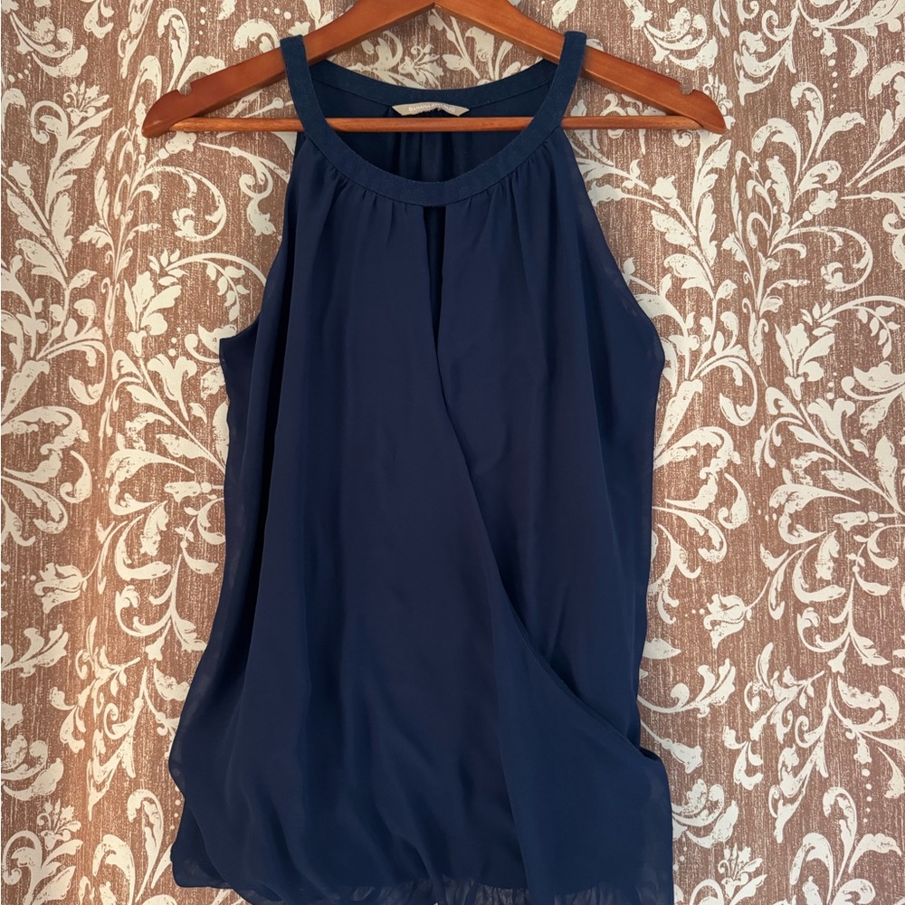 Banana Republic Blue Asymmetrical Sleeveless Blouse